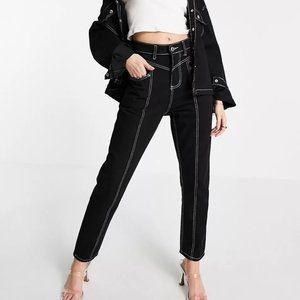 ASOS Fae London Balloon Leg Western Jeans With Contrast Stitching Black 6